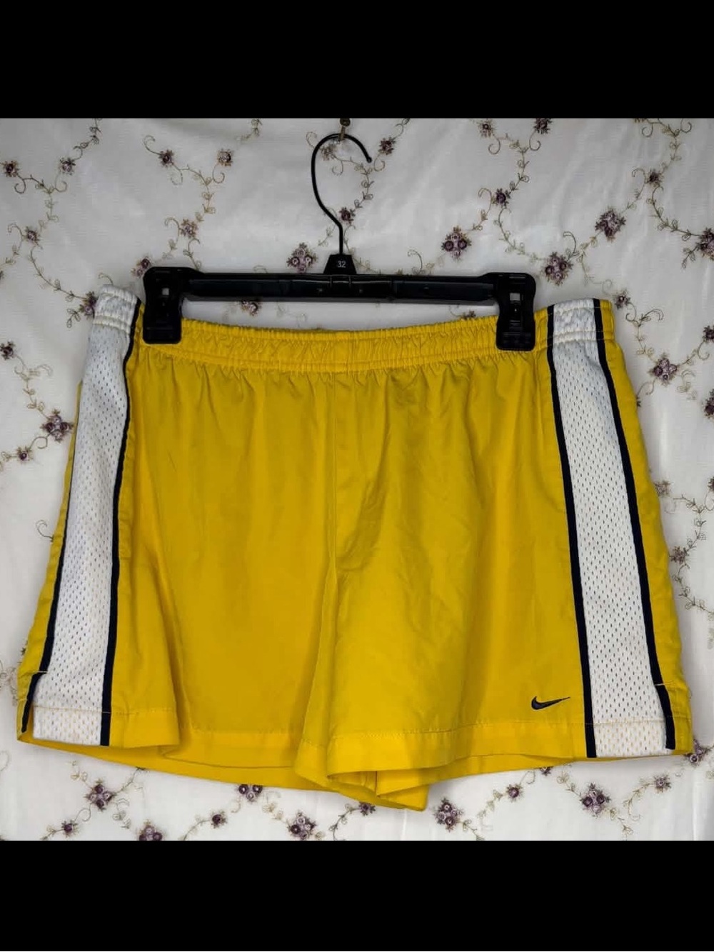 Nike Yellow Shorts with White Side Panels and Black Trim